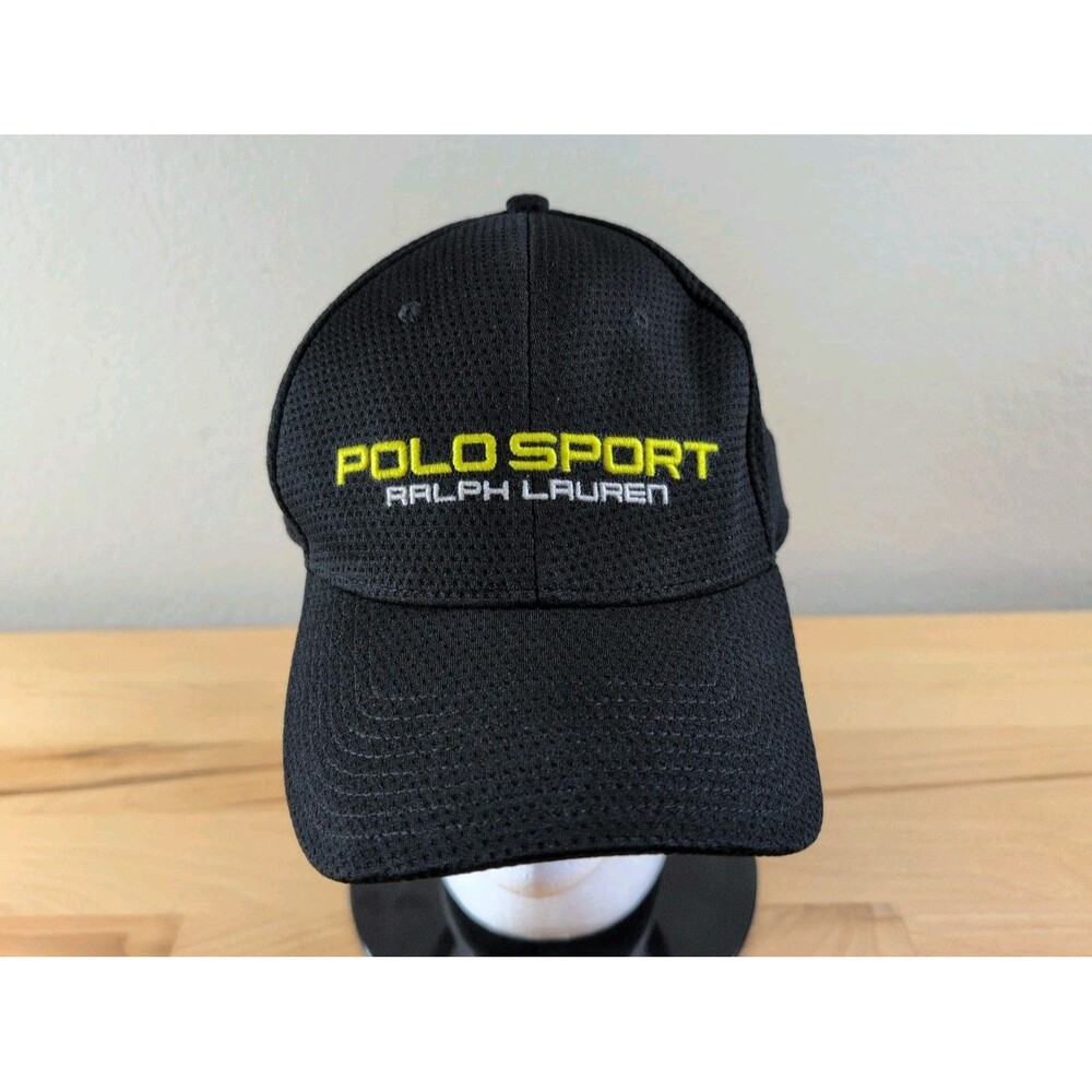 Polo Sport Performance Hat Cap Black M/L Ralph Lauren Flex Fit Baseball